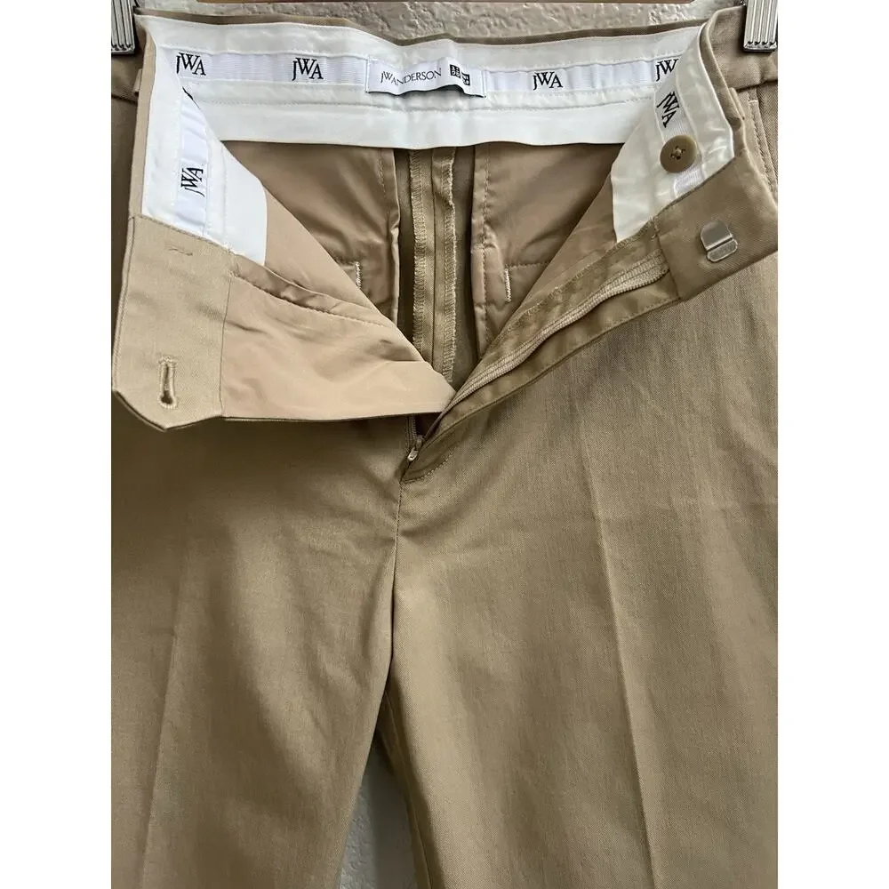 JW Anderson x Uniqlo Women 6 Casual Pants High Rise Khaki Cotton Preppy Office